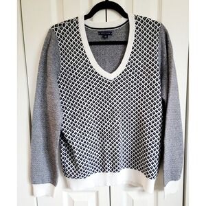Tommy Hilfiger L‎ Womens Logo Sweater Black White Silver NEW RV $79
